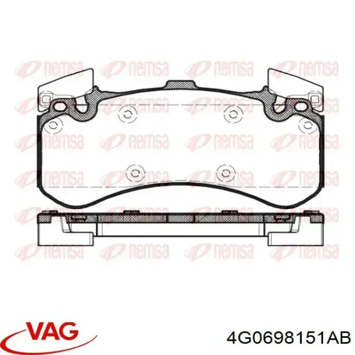 Передние тормозные колодки 4G0698151AB VAG