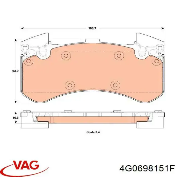 Колодки VAG 4G0698151F цена, от 163.04 USD
