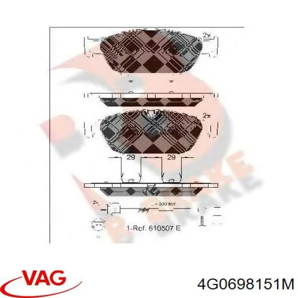 Купить 4G0698151M VAG Колодки тормозные