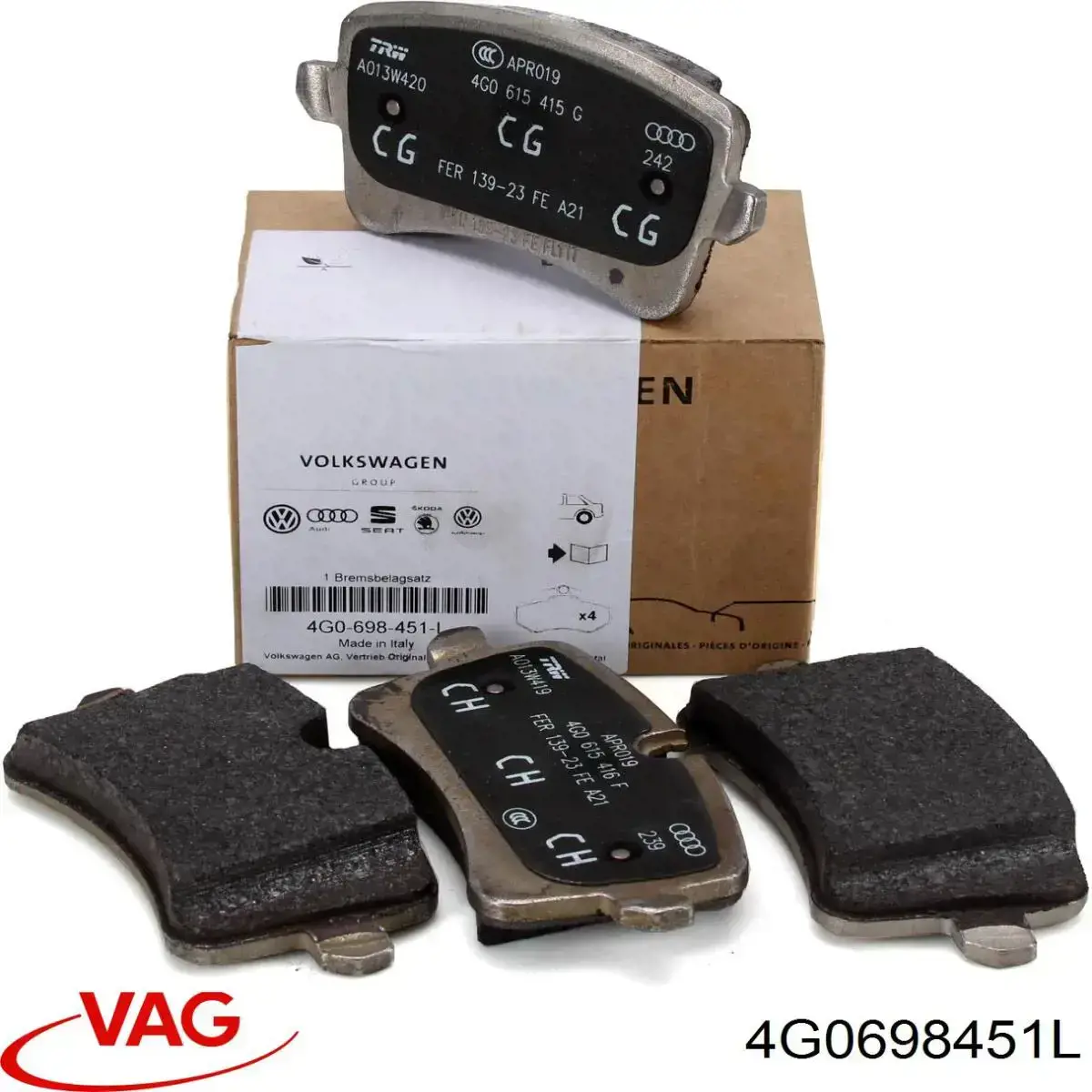 Задние тормозные колодки 4G0698451L VAG