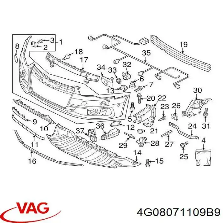 Купить 4G0807110 VAG Сплиттер переднего бампера