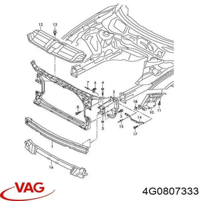 Зеркальный элемент зеркала заднего вида 4G0807333 VAG