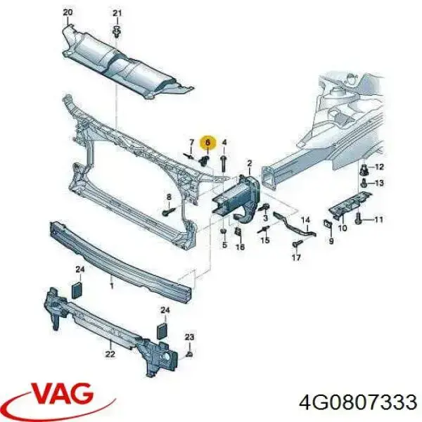 Зеркальный элемент зеркала заднего вида VAG 4G0807333
