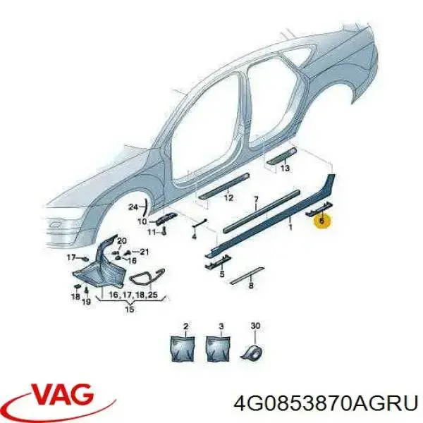 Заглушка порога 4G0853870AGRU VAG