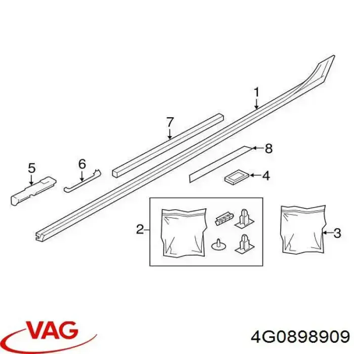 Крепление порога 4G0898909 VAG