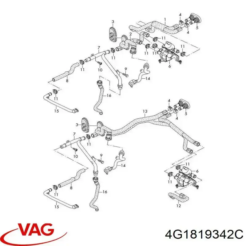 4G1819342C VAG Патрубок печки