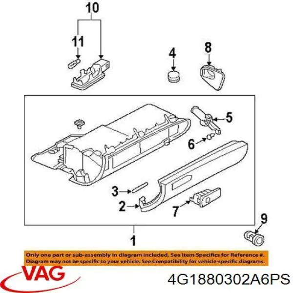Ящик для перчаток VAG 4G1880302A6PS цена, от 13.79 USD