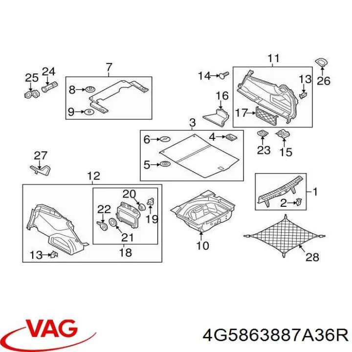 Купить 4G5863887D36R VAG Облицовка багажного отсека левая