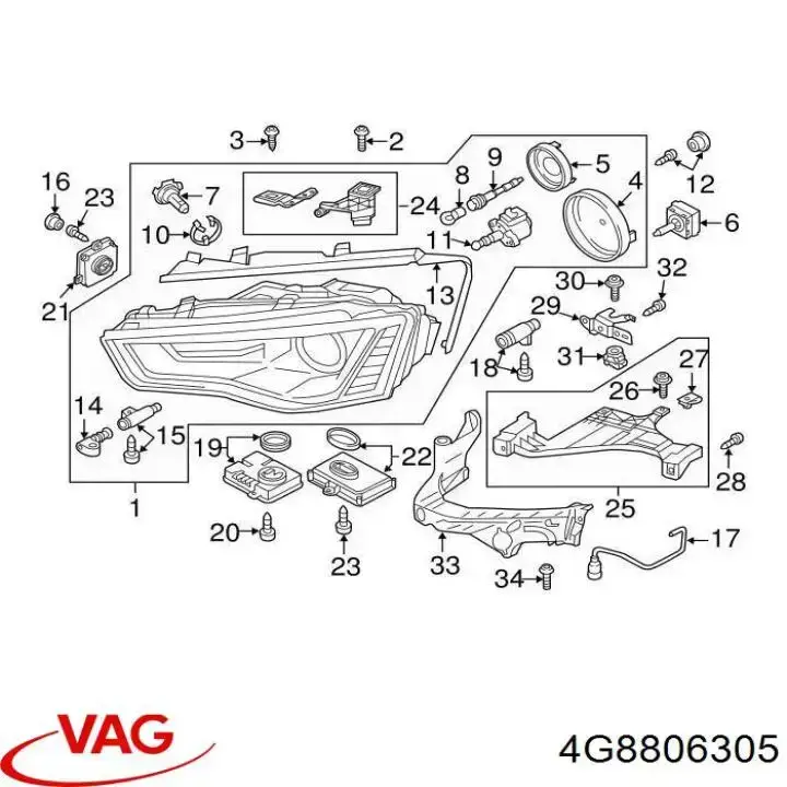 4G8806305 VAG Клипса крепления фары