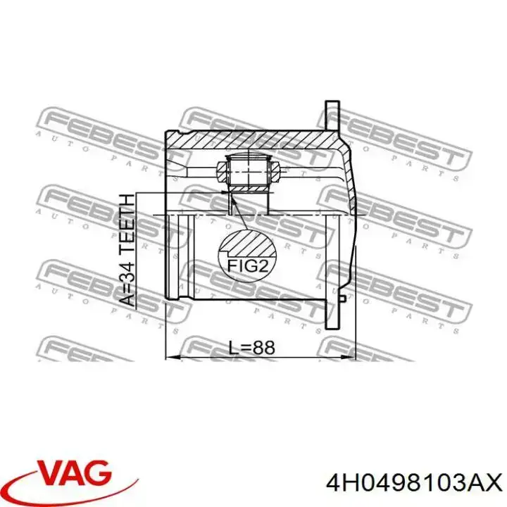 Шарнир угловых скоростей внутренний передний VAG 4H0498103AX цена, от 49.08 USD