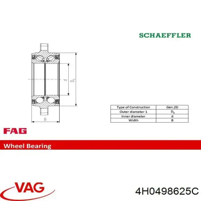 Купить 4H0498625C VAG Подшипник передней ступицы