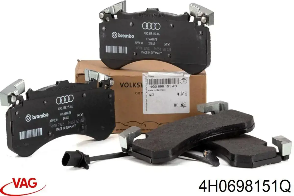 Передние тормозные колодки 4H0698151Q VAG