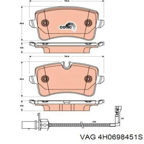 Колодки дисковые  VAG 4H0698451S цена, от 103.84 USD