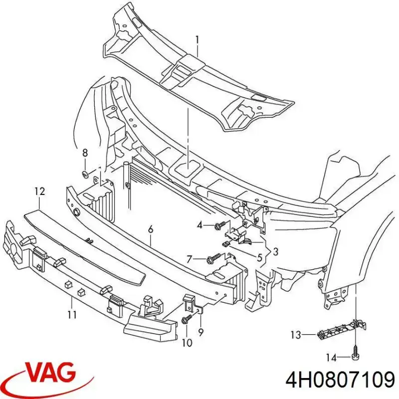 Reforçador do pára-choque dianteiro para Audi A8 (4H_)