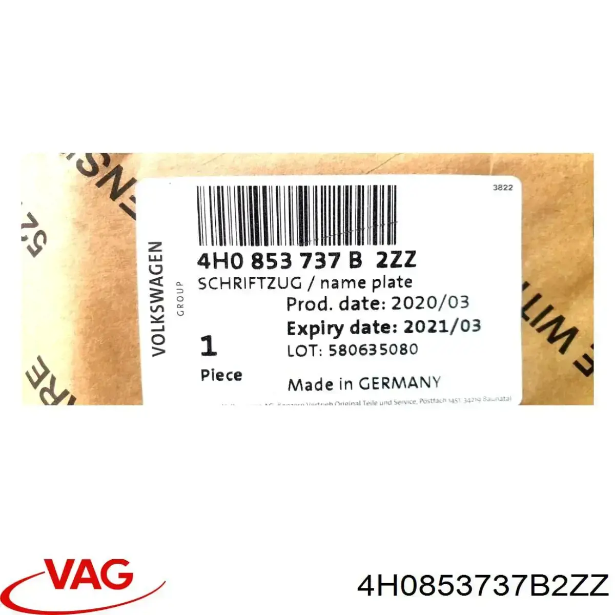  VAG 4H0853737B2ZZ