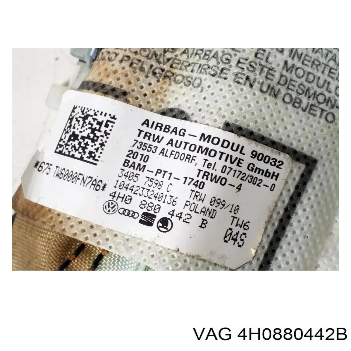 Подушка Айрбег спинки сидения правого VAG 4H0880442B цена, от 63.35 USD
