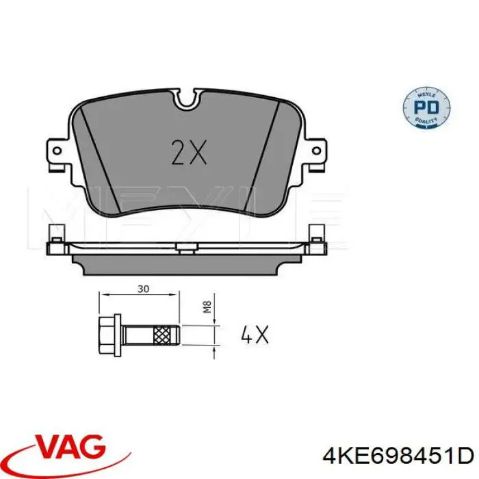 4KE698451D VAG sapatas do freio traseiras de disco