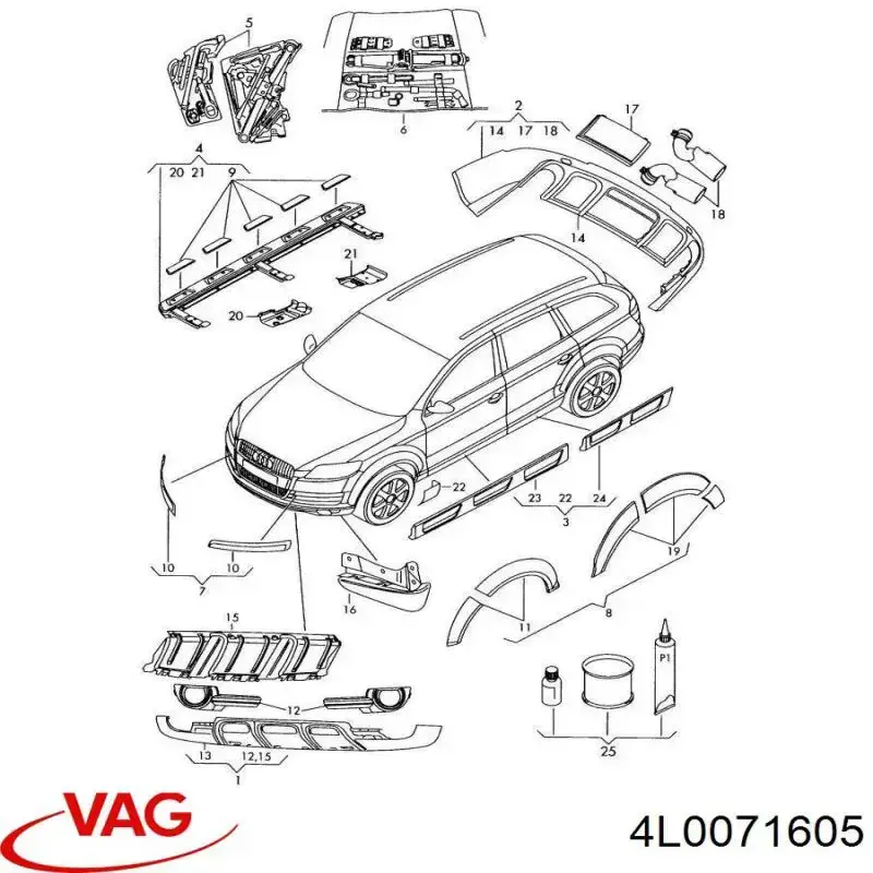 Юбка заднего бампера VAG 4L0071605 цена, от 107.38 USD
