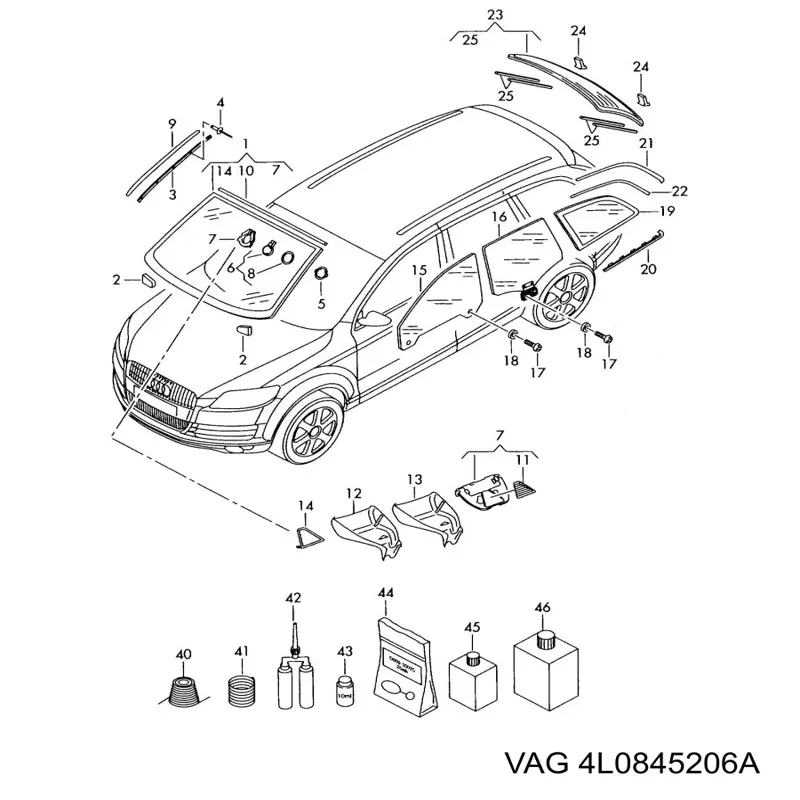 4L0845206A VAG vidro da porta traseira direita