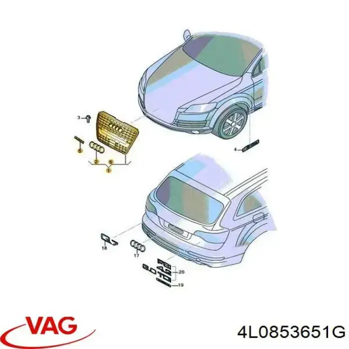 4L0853651G VAG grelha do radiador