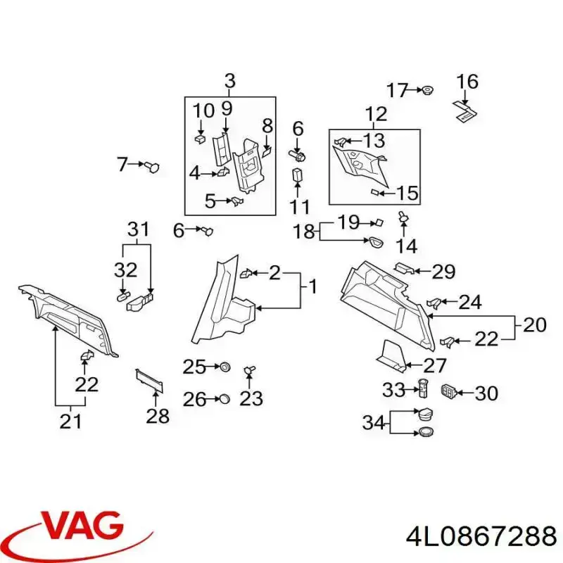 4L0867288 VAG Обшивка стойки кузова внутренняя задняя правая
