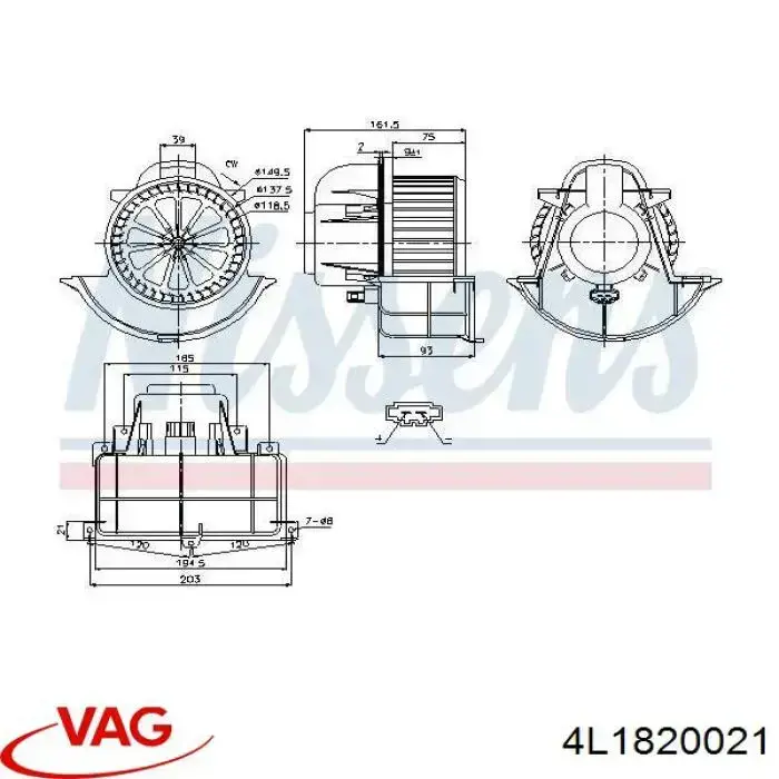 Мотор вентилятора печки (отопителя салона) VAG 4L1820021