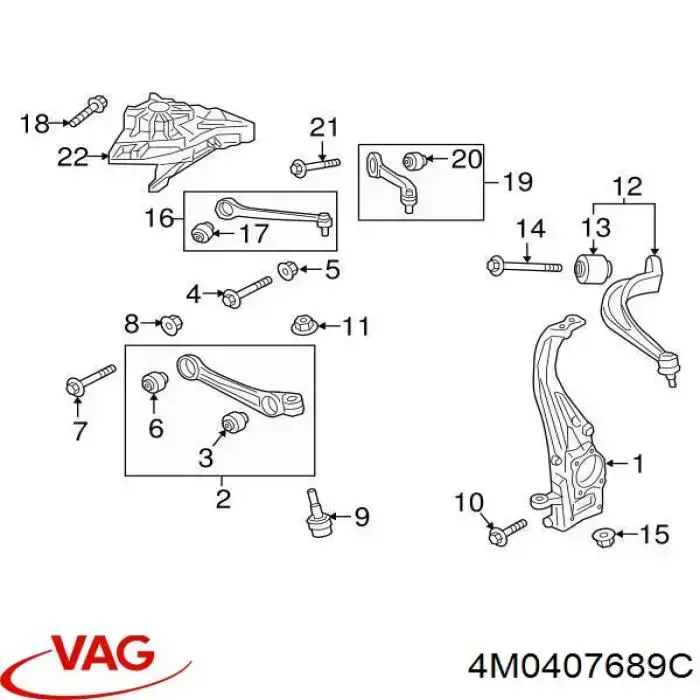 Rótula de suspensión inferior 4M0407689C VAG