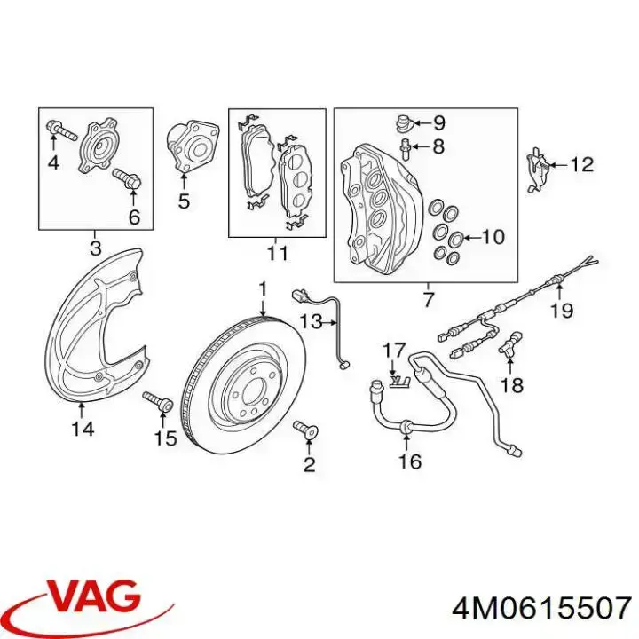 Ремкомплект суппорта тормозного переднего VAG 4M0615507