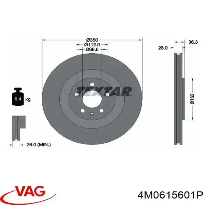 Задний дисковый тормоз VAG 4M0615601P