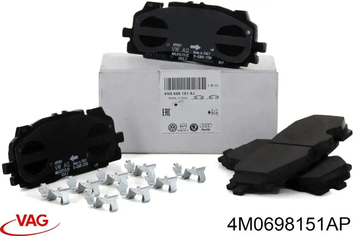 Sapatas do freio dianteiras de disco 4M0698151AP VAG