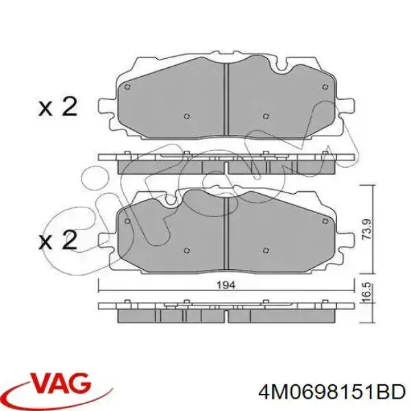 Колодки VAG 4M0698151BD цена, от 169.10 USD