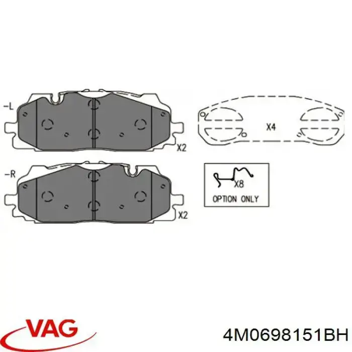 Compre 4M0698151BH VAG Sapatas do freio dianteiras de disco
