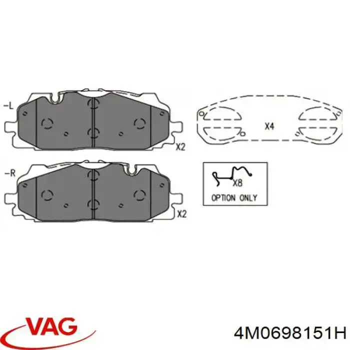 Передние тормозные колодки 4M0698151H VAG