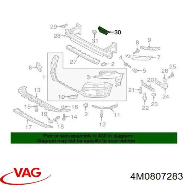 Купить 4M0807283 VAG Кронштейн крепления крыла переднего левого передний