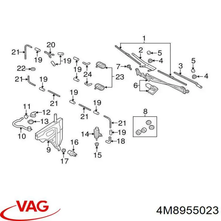 Трапеция щеток лобового стекла VAG 4M8955023 цена, от 58.69 USD