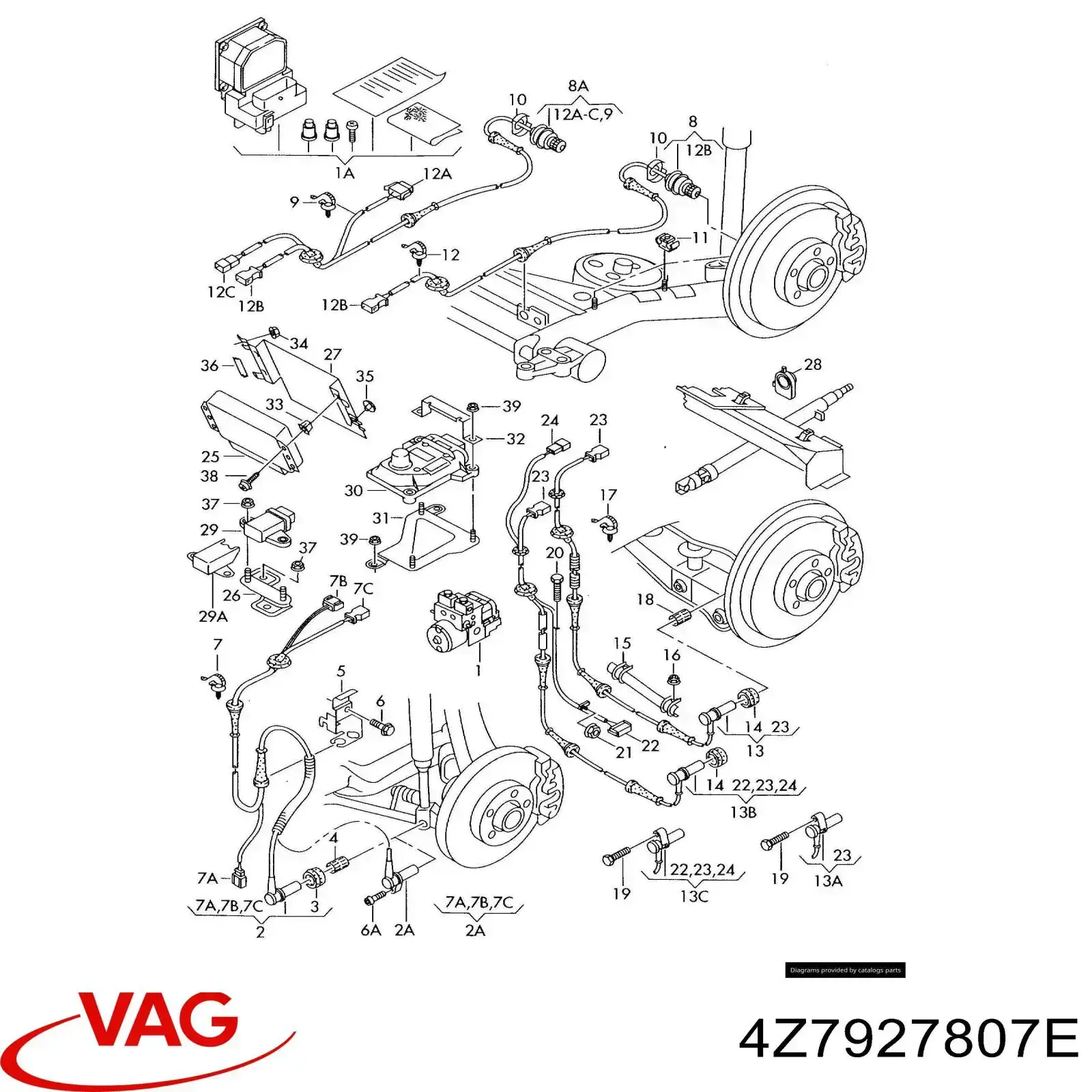 Датчик АБС (ABS) задний правый 4Z7927807E VAG