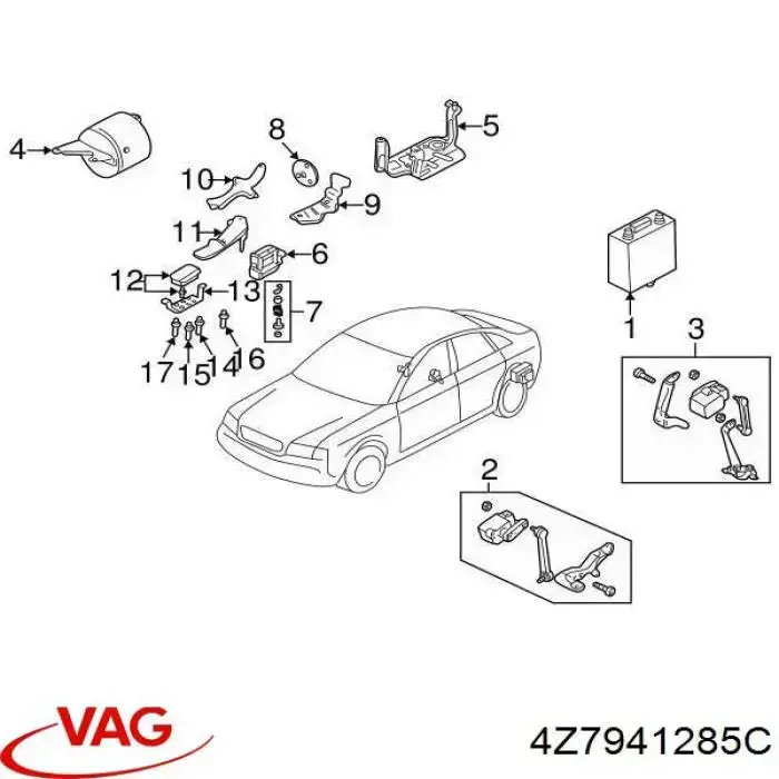 Купить 4Z7941285C VAG Датчик уровня положения кузова передний левый