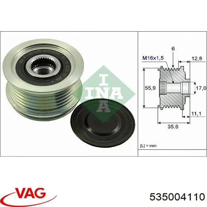 Шкив генератора 535004110 VAG