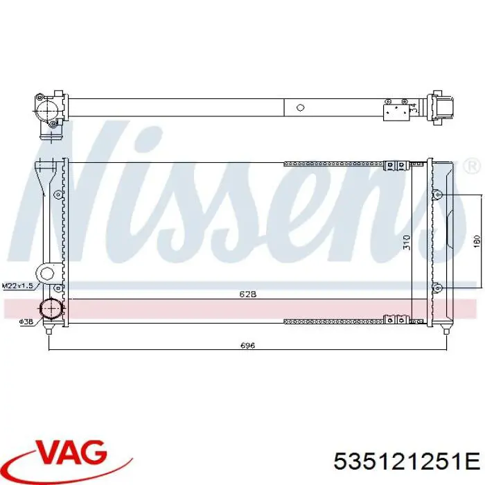 Радиатор охлаждения двигателя VAG 535121251E цена, от 51.51 USD