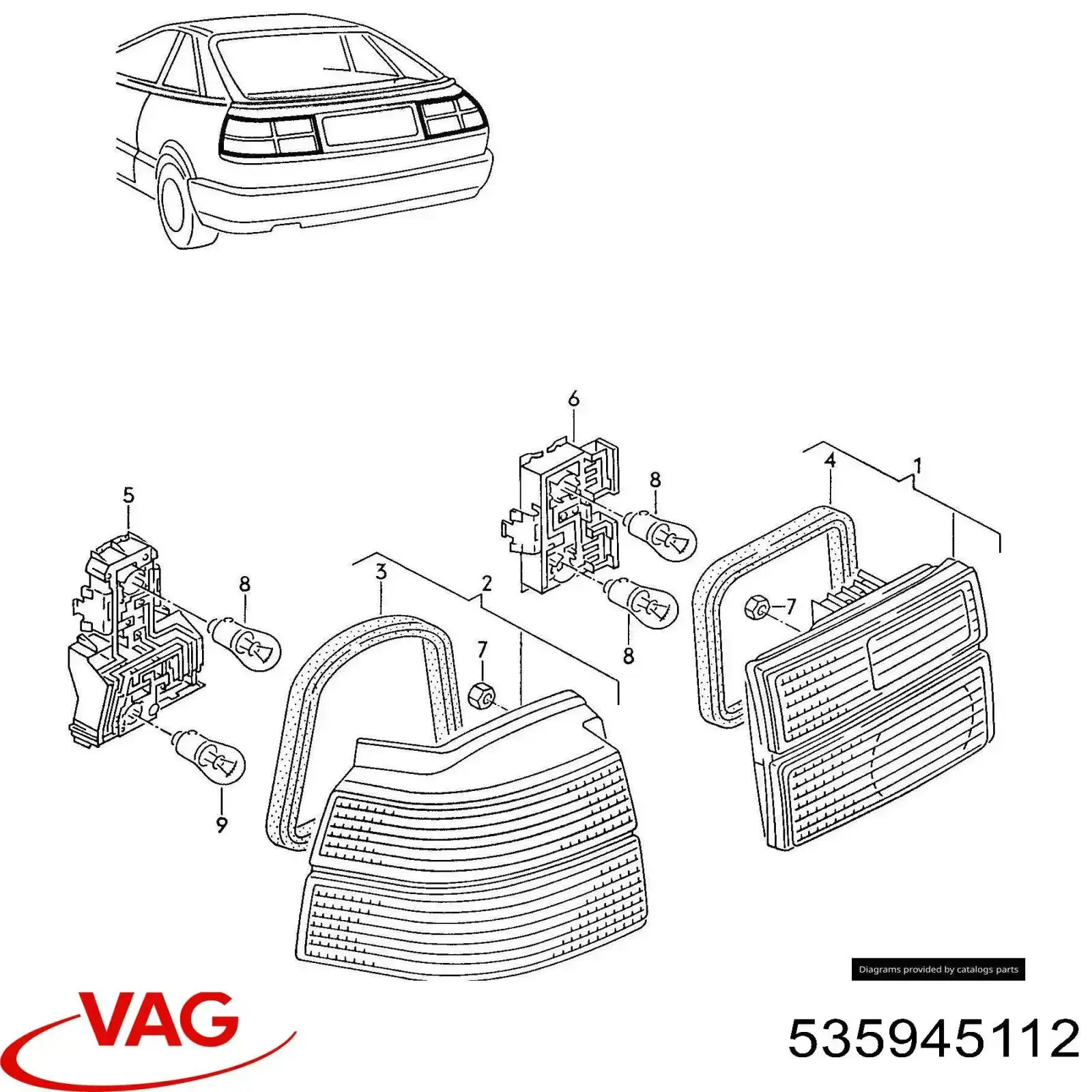 Купить 535945112 VAG Фонарь задний правый, внешний