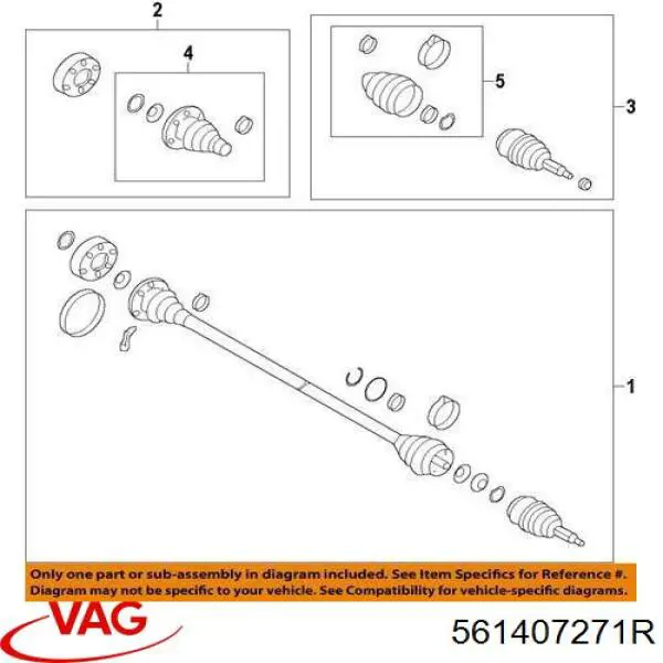 Левая полуось 561407271R VAG