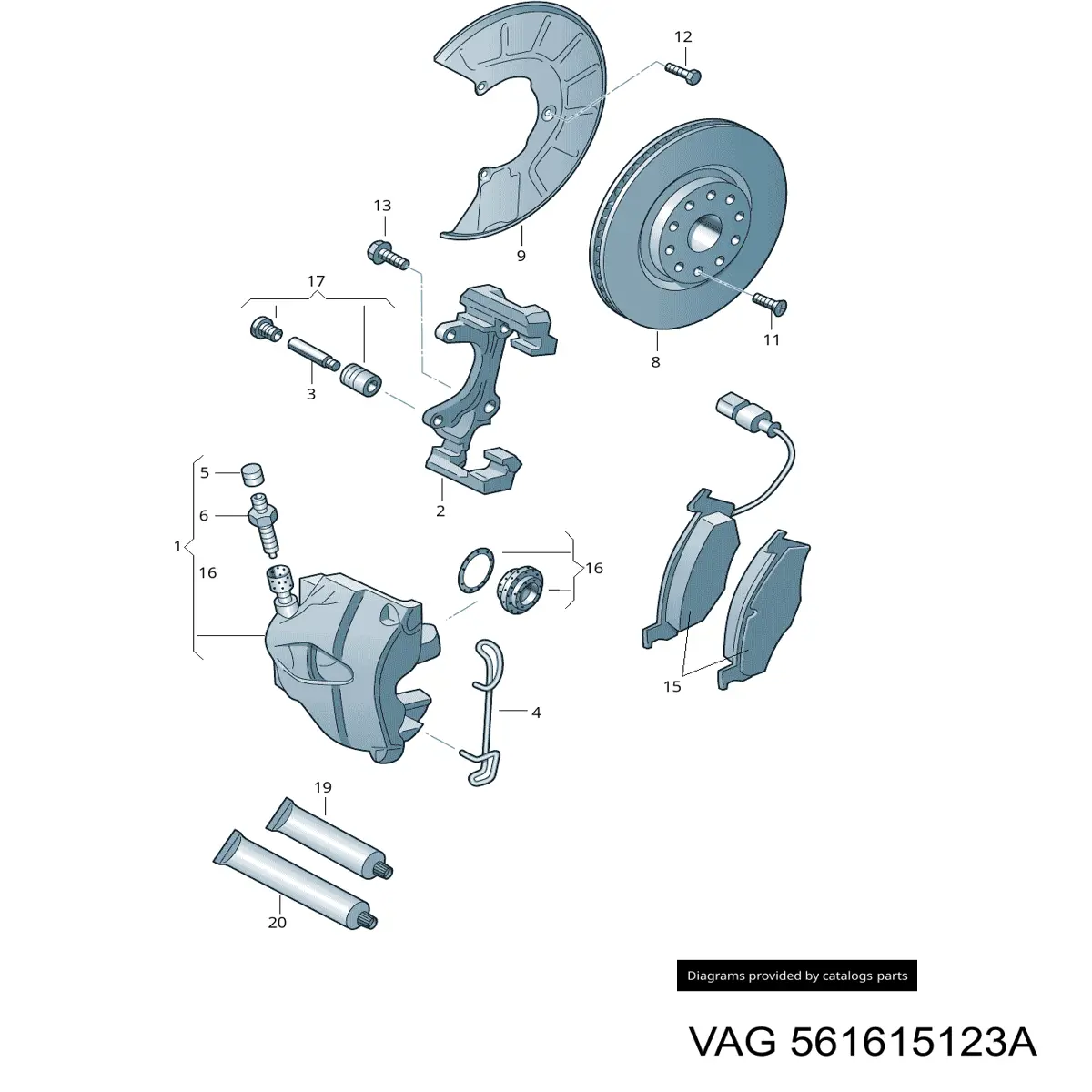 Супорт тормзной VAG 561615123A цена, от 11.43 USD