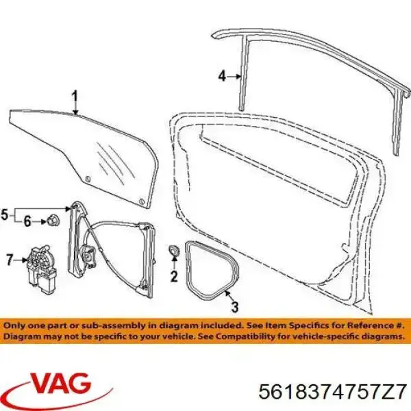 Молдинг опускного стекла двери передней левой VAG 561837475A7Z7 цена, от 30.41 USD