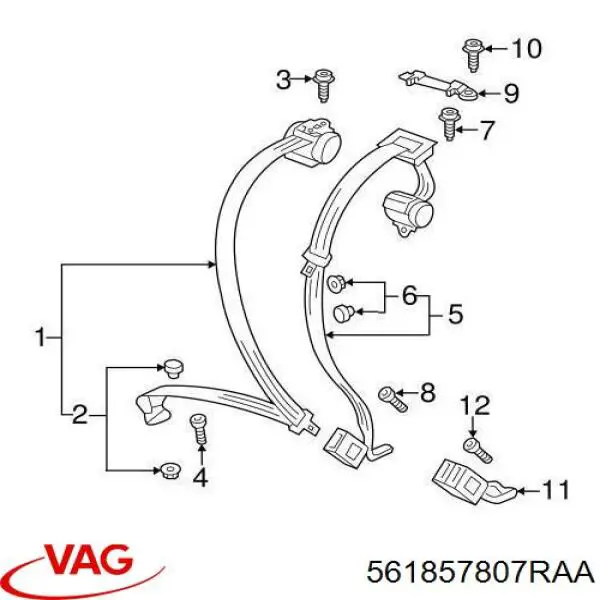 561857807RAA VAG Ремень безопасности задний