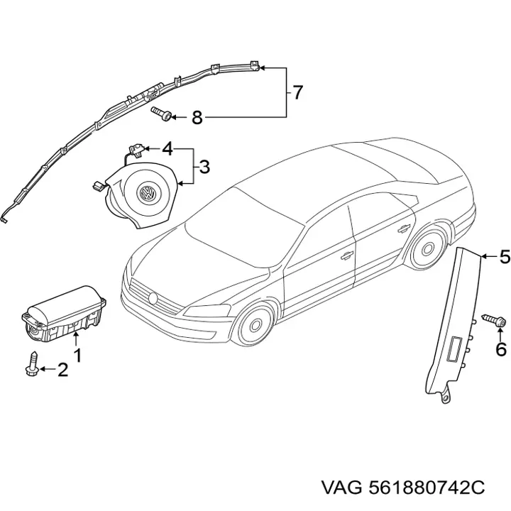 Купить 561880742B VAG AIRBAG, шторка боковая правая