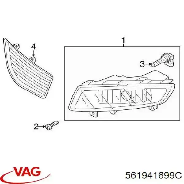 Купить 561941699C VAG Противотуманка левая