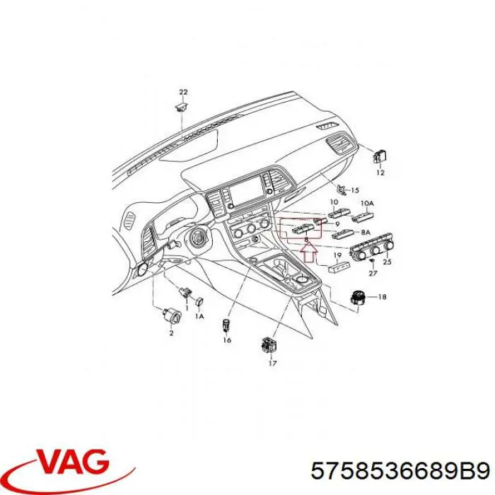5758536689B9 VAG Решетка радиатора