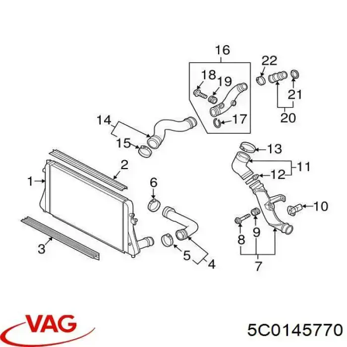 5C0145770 VAG mangueira (cano derivado esquerda de intercooler)