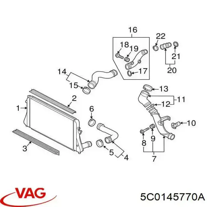 5C0145770A VAG mangueira (cano derivado esquerda de intercooler)