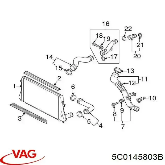 Система охлаждения наддувочного воздуха VAG 5C0145803B цена, от 86.83 USD
